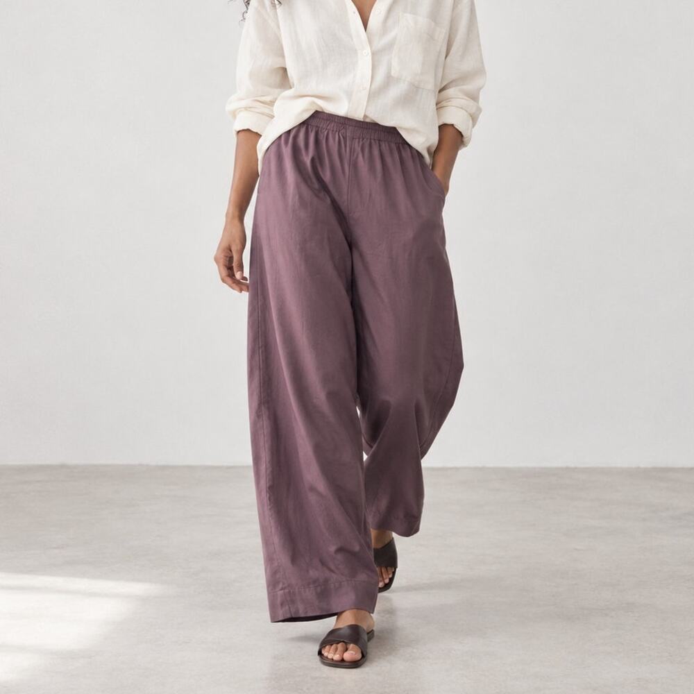 LESET Yoko Pocket Pant Malbec Purple Cotton Pull-On Size L